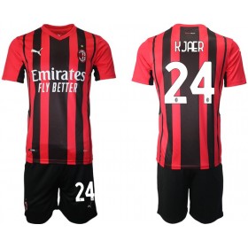Koszulka AC Milan Simon Kjaer 24 Dziecięcy Domowe Koszulki Piłkarskie 2021-2022 Krótki Rękaw